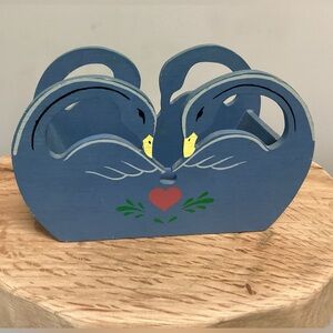 🔵 Vintage - Wood Crafted - Swans Decor Item by Naturaltrim - Made In Taiwan